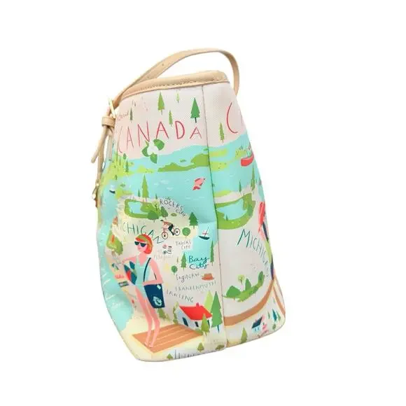 Spartina 449 Great Lakes Leather Trim Beach Vacation Shopping Large Tote Bag - Picture 5 of 13